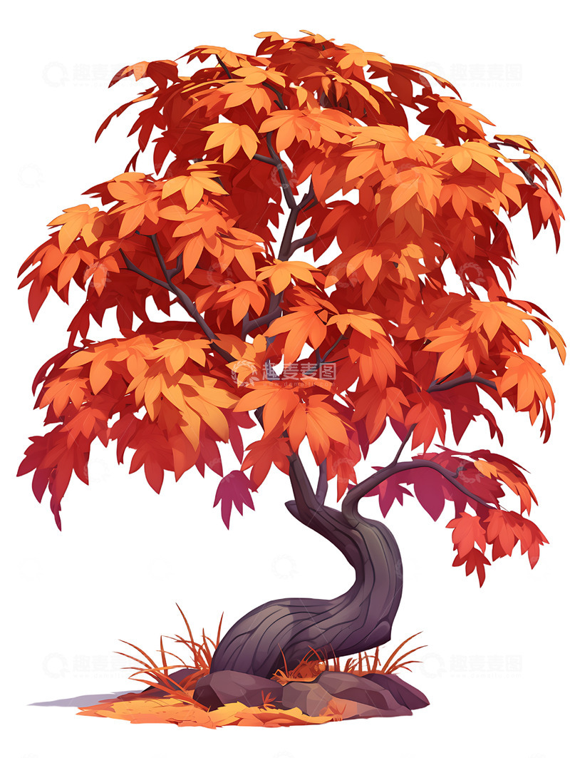 高清大图下载【趣麦麦图】可爱的枫树卡通大树
