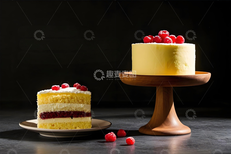 高清大图下载【趣麦麦图】西式糕点树莓蓝莓果酱蛋糕摄影图