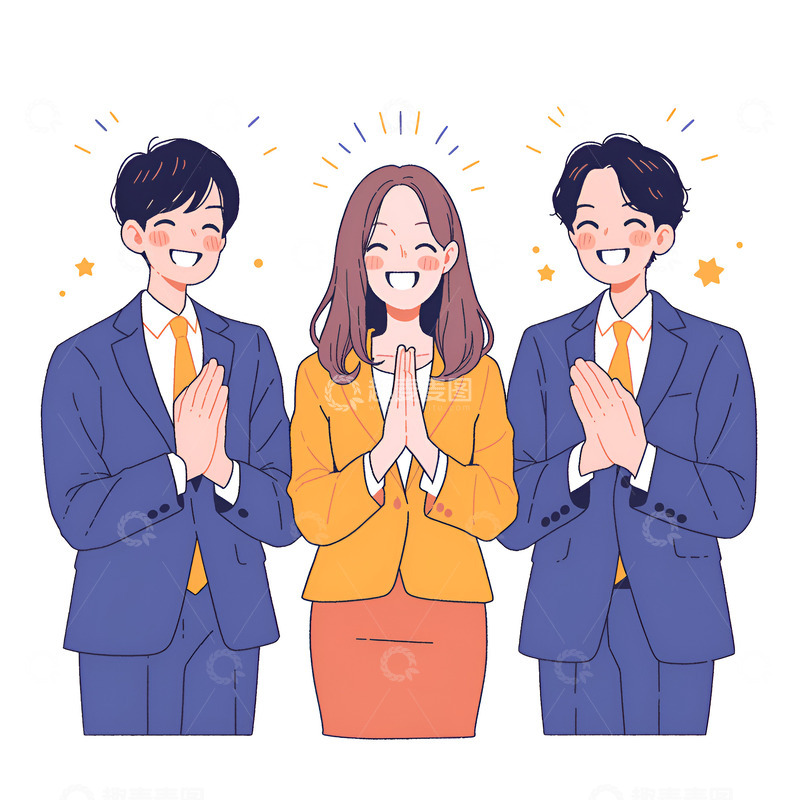 高清大图下载【趣麦麦图】扁平简约鼓掌的人