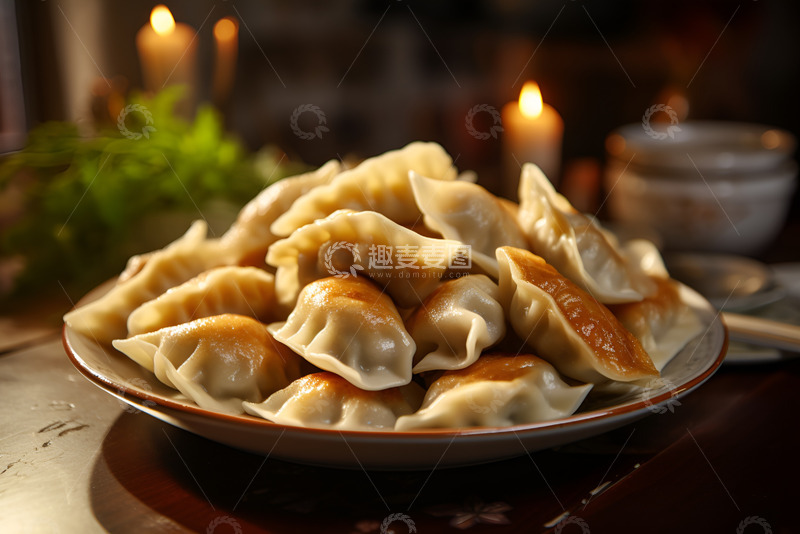 高清大图下载【趣麦麦图】美味的一盘煎饺