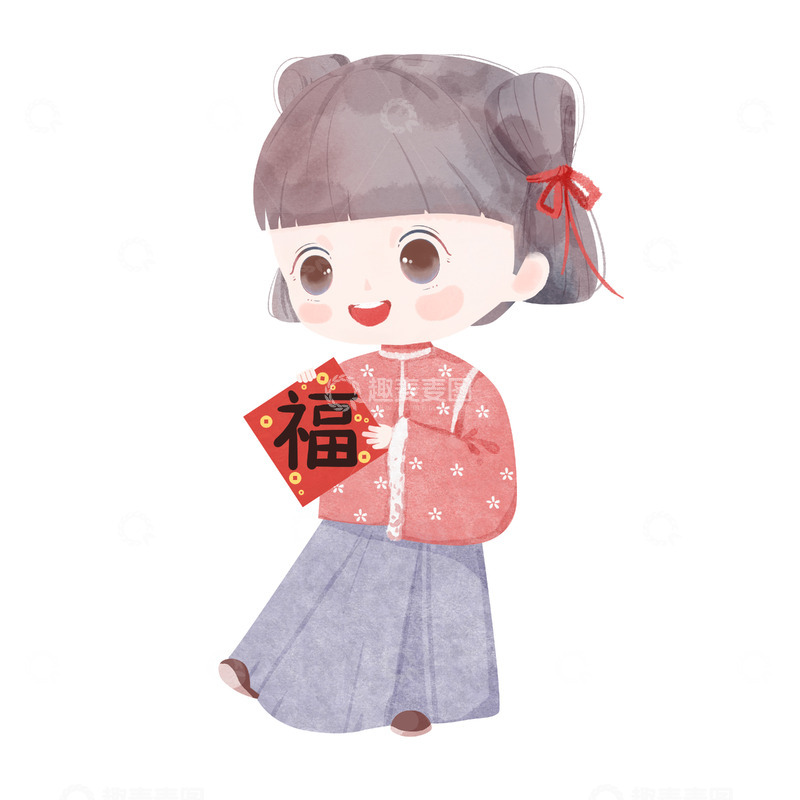 源文件下载【趣麦麦图】肌理人物新年福贴