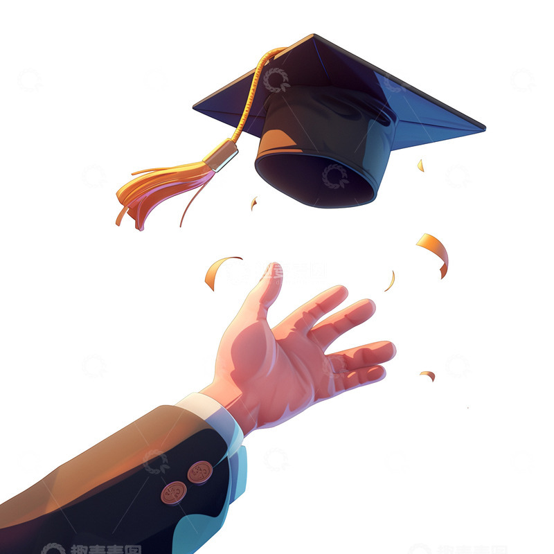 高清大图下载【趣麦麦图】卡通简约扔博士帽