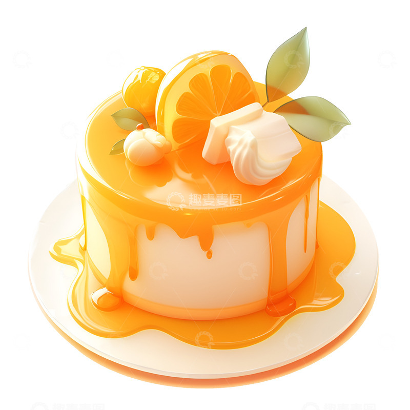 高清大图下载【趣麦麦图】卡通简约橘子蛋糕