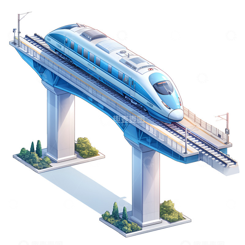 高清大图下载【趣麦麦图】卡通简约行驶的高铁