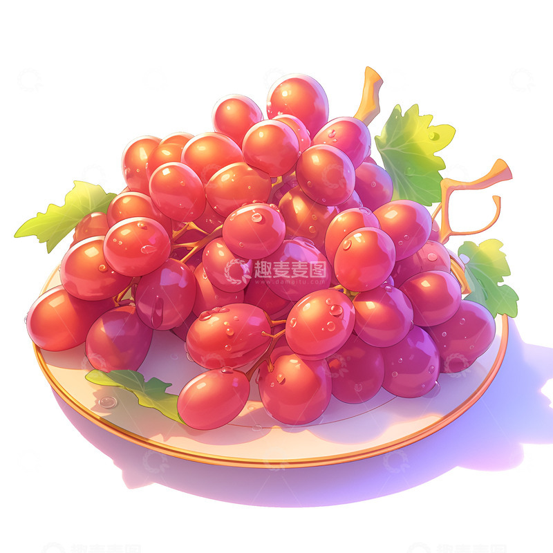 高清大图下载【趣麦麦图】卡通简约一盘葡萄