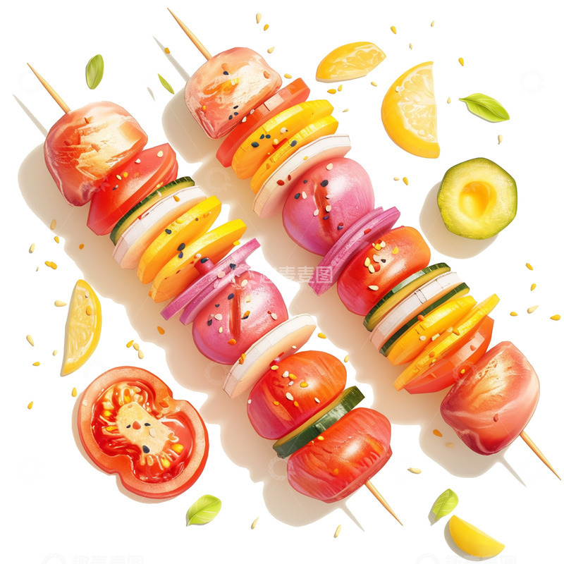 高清大图下载【趣麦麦图】卡通简约两串烧烤