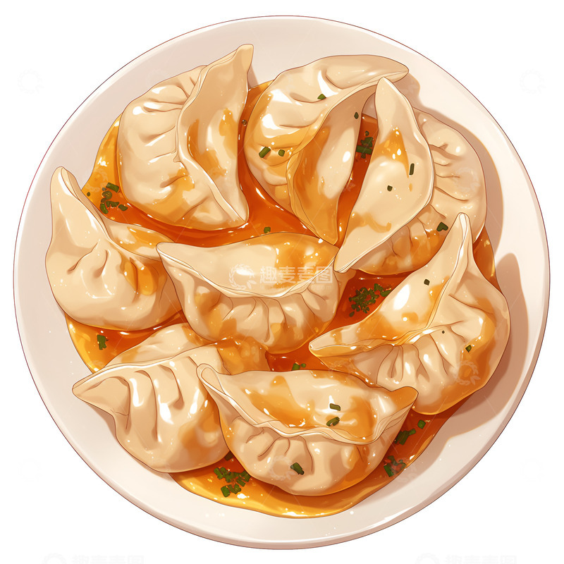 高清大图下载【趣麦麦图】卡通简约一盘蒸饺