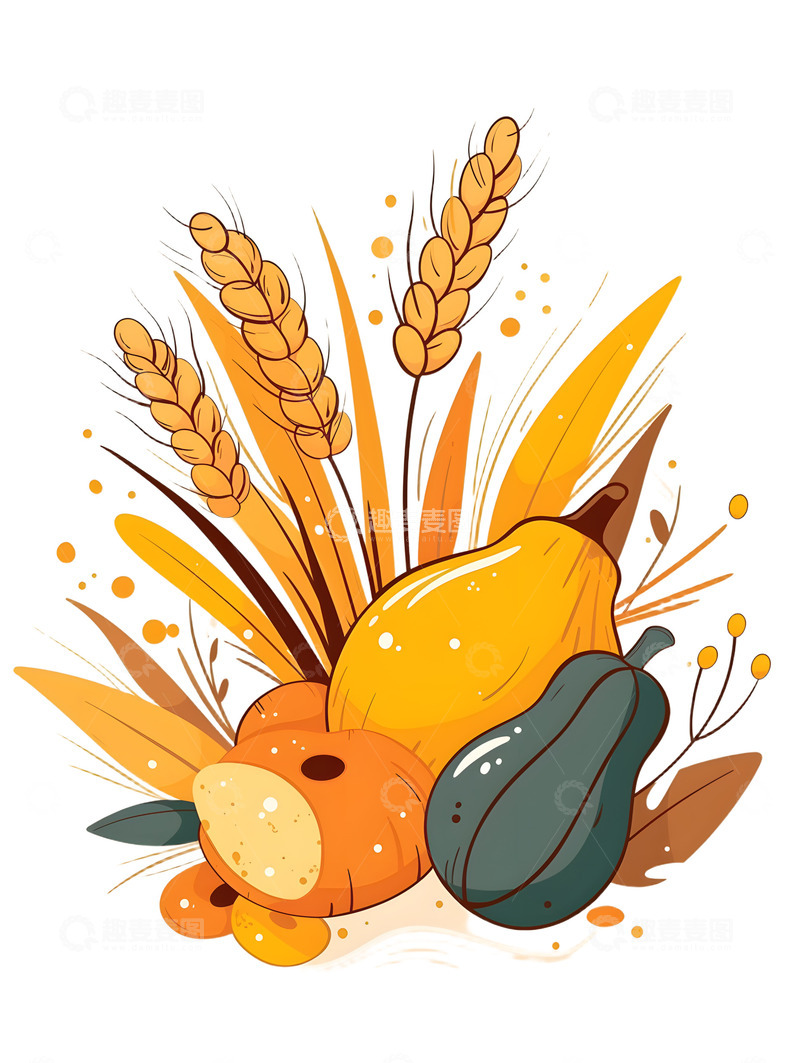 高清大图下载【趣麦麦图】卡通麦子南瓜图标