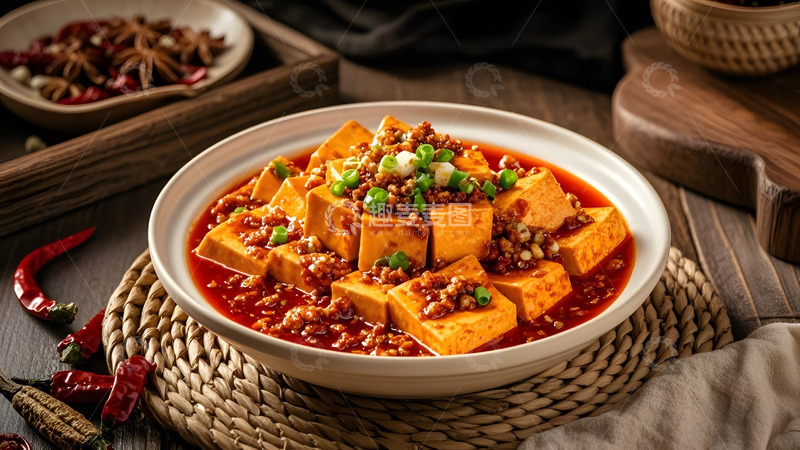 高清大图下载【趣麦麦图】香气扑鼻的麻婆豆腐家庭风味
