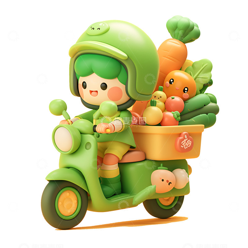 高清大图下载【趣麦麦图】卡通简约蔬菜配送员