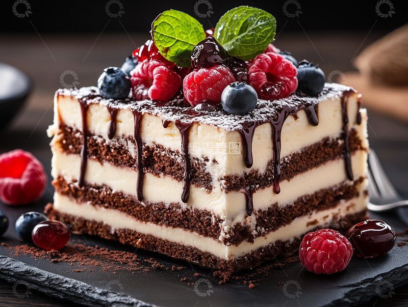 高清大图下载【趣麦麦图】巧克力树莓蛋糕摄影