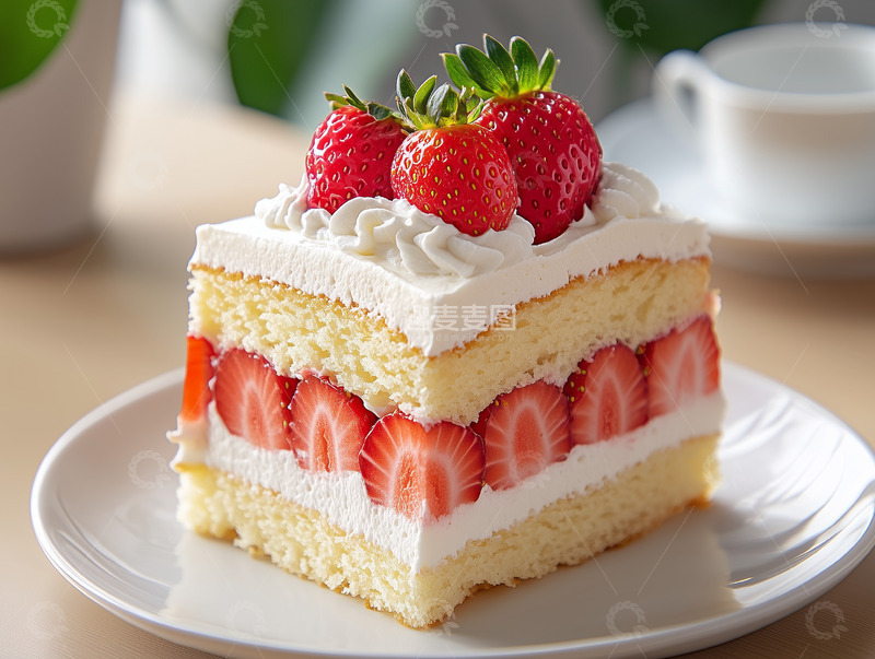 高清大图下载【趣麦麦图】草莓奶油蛋糕摄影