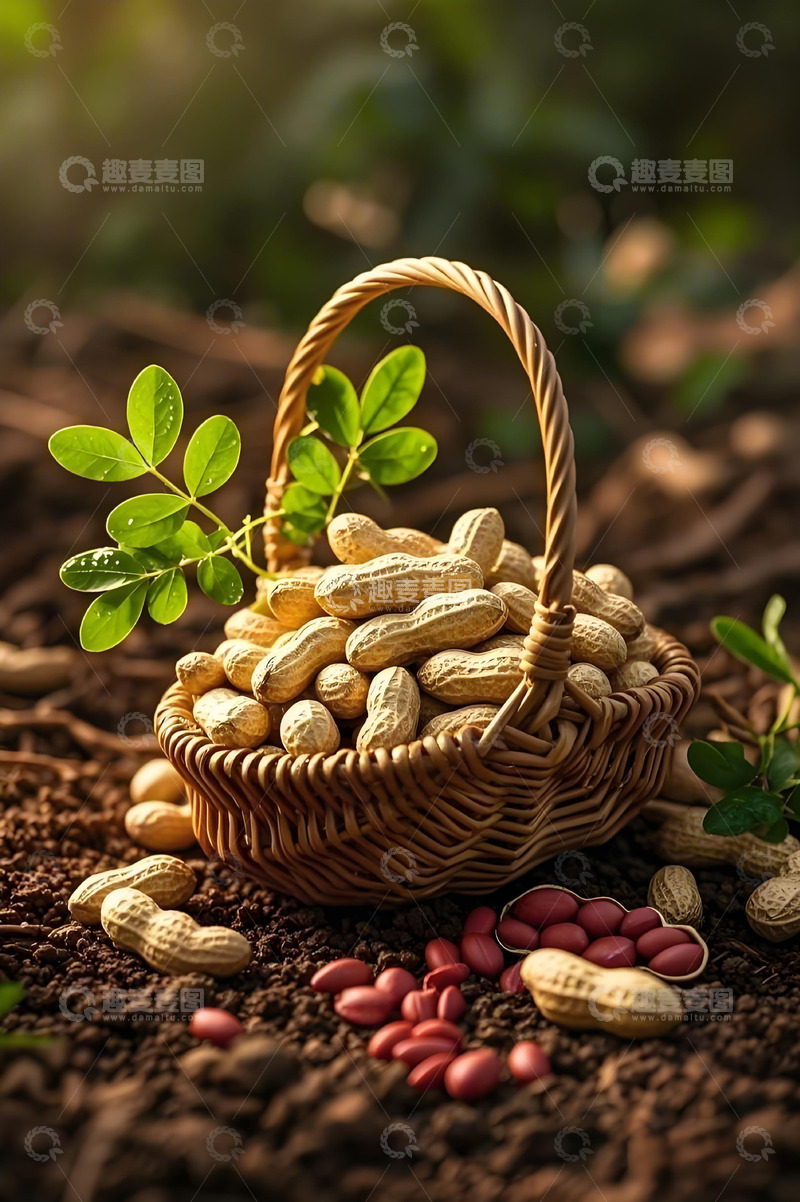 高清大图下载【趣麦麦图】一篮子花生摄影图。