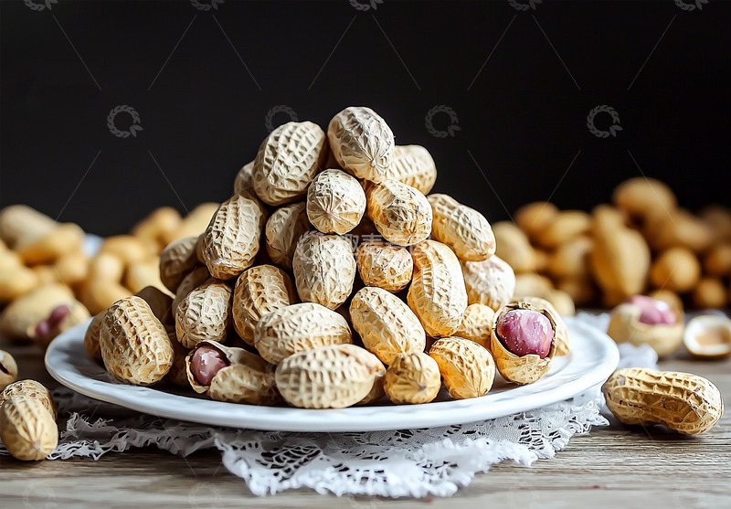 高清大图下载【趣麦麦图】一盘花生坚果摄影图。