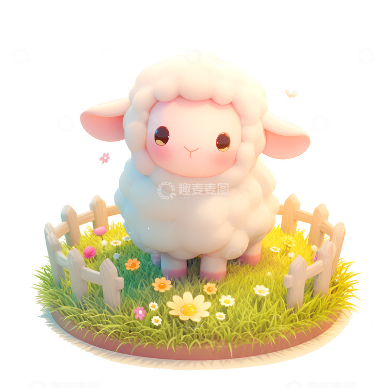 高清大图下载【趣麦麦图】卡通简约羊圈里的小绵羊