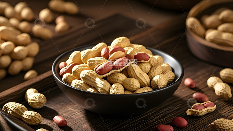 高清大图下载【趣麦麦图】带壳花生与剥壳花生的自然风味中式零食摄影