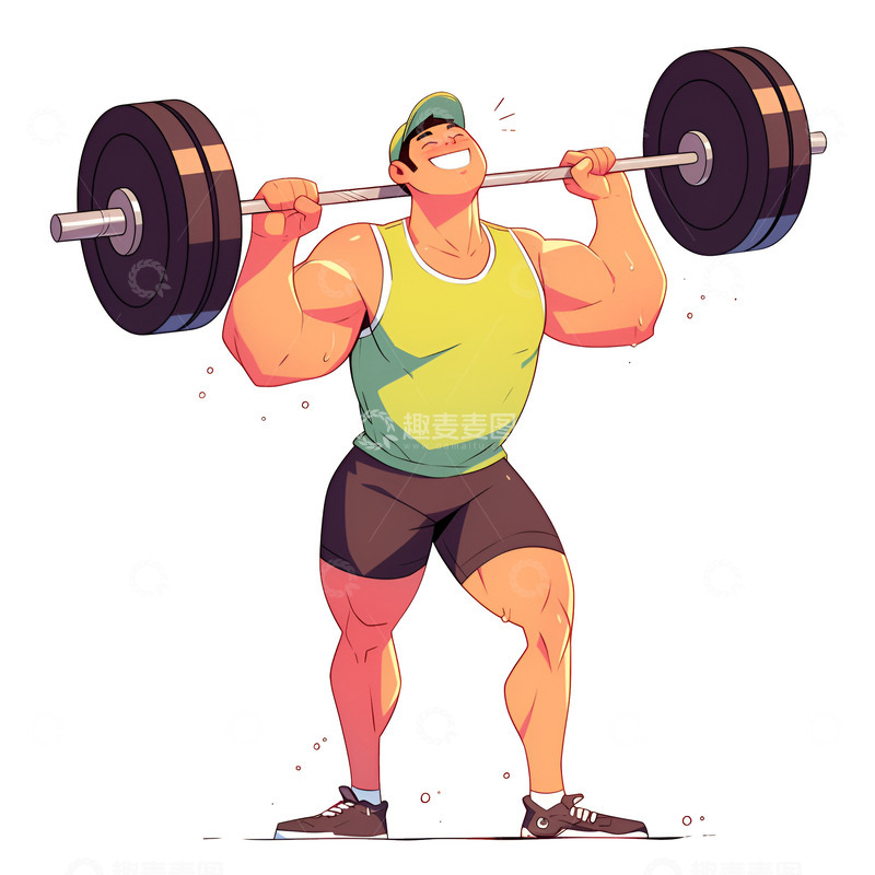 高清大图下载【趣麦麦图】卡通简约举重的人