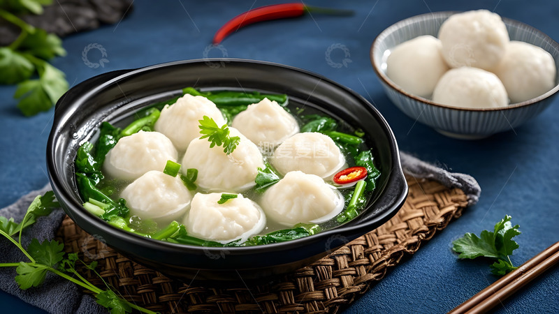 高清大图下载【趣麦麦图】传统鱼丸汤锅的温暖味道