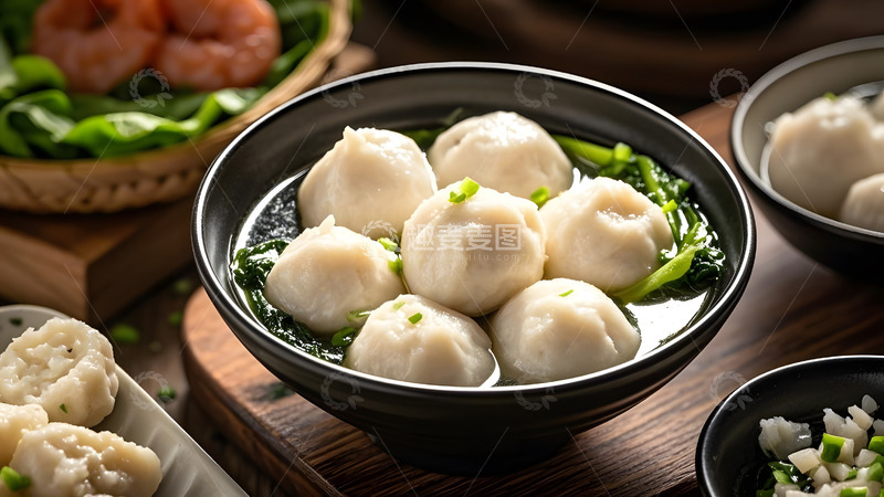 高清大图下载【趣麦麦图】鲜美鱼丸汤锅的冬日必备美味