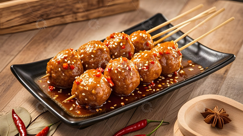 高清大图下载【趣麦麦图】香烤鱼丸的美味呈现