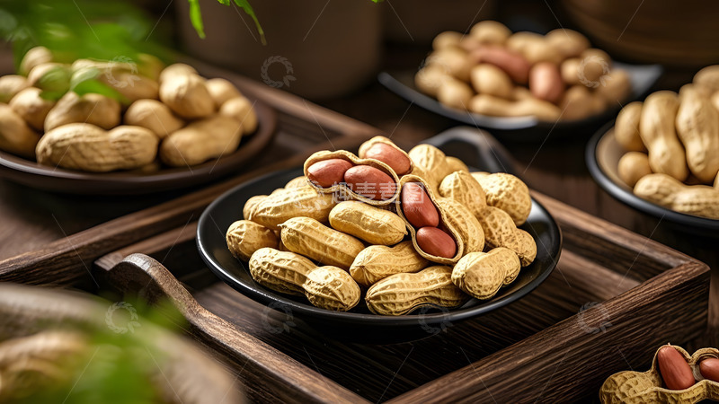 高清大图下载【趣麦麦图】炒花生与花生壳搭配的中式传统健康小吃摆拍