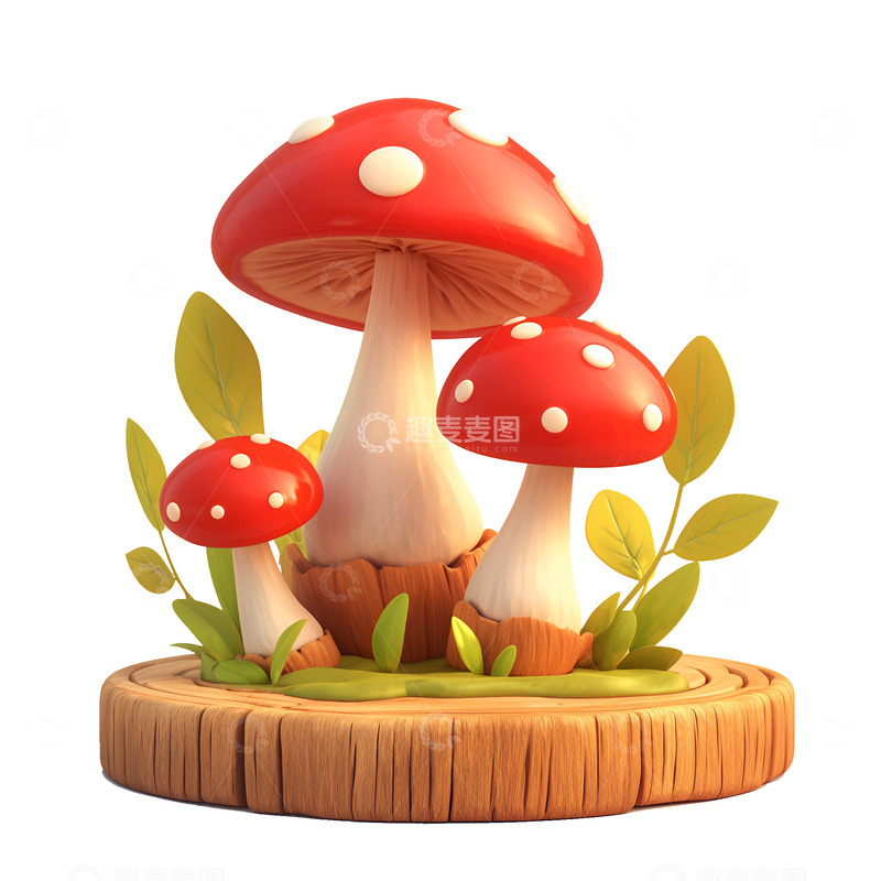 高清大图下载【趣麦麦图】卡通简约一簇红色的蘑菇