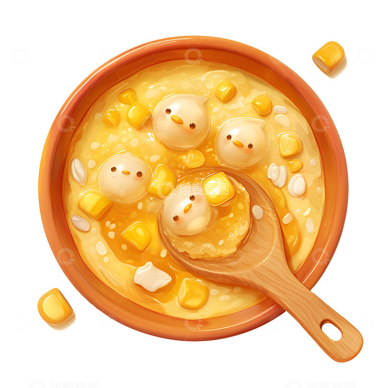 高清大图下载【趣麦麦图】卡通简约一碗玉米粥