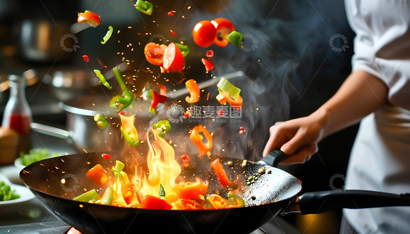 高清大图下载【趣麦麦图】厨师厨房炒菜