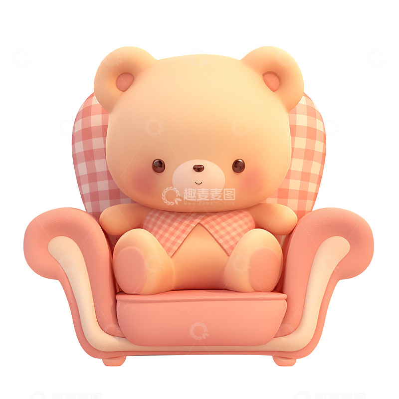 高清大图下载【趣麦麦图】卡通简约沙发上的小熊玩偶