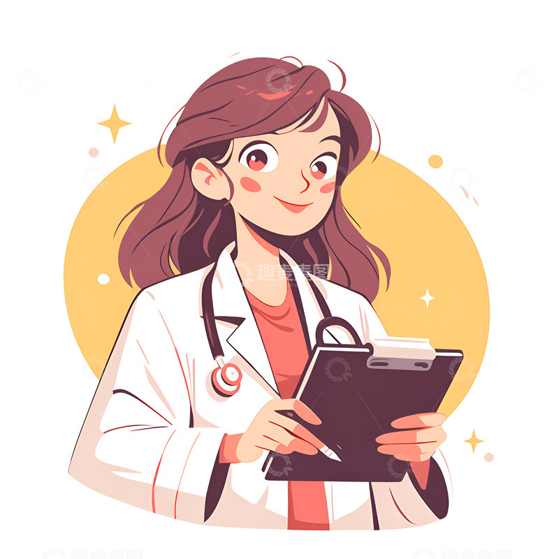 高清大图下载【趣麦麦图】卡通简约记录病例的医生