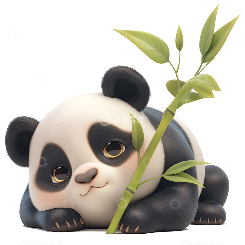 高清大图下载【趣麦麦图】卡通简约趴着的熊猫