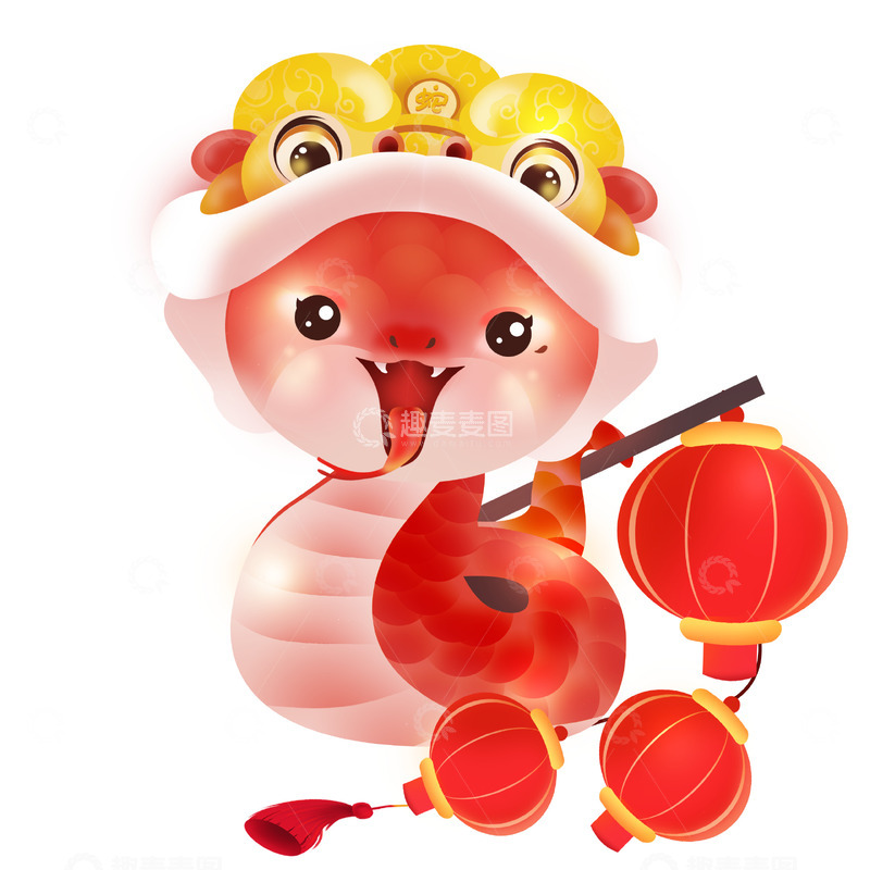 源文件下载【趣麦麦图】红蛇元宵灯笼素材