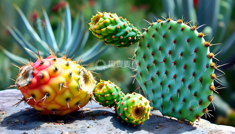 高清大图下载【趣麦麦图】刺刺仙人掌果子