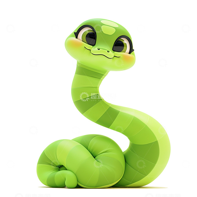 高清大图下载【趣麦麦图】卡通简约绿色的小蛇