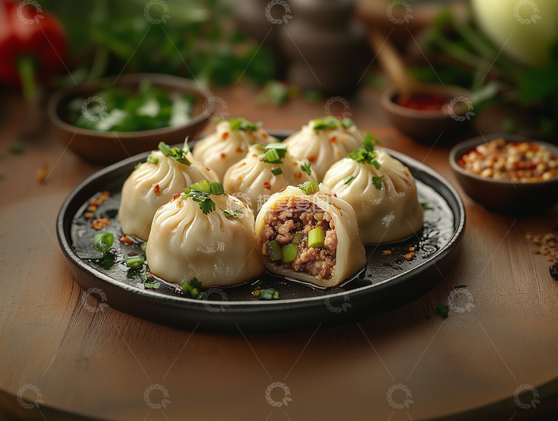 高清大图下载【趣麦麦图】肉馅水煎包生煎摄影