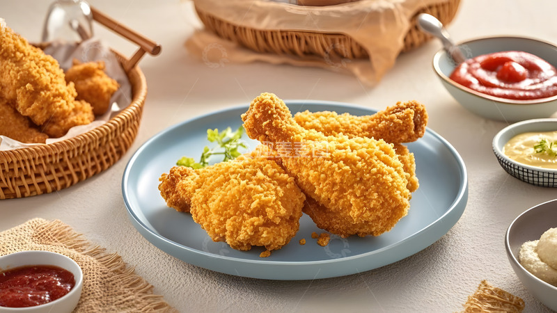高清大图下载【趣麦麦图】盛装的经典炸鸡块快餐风味