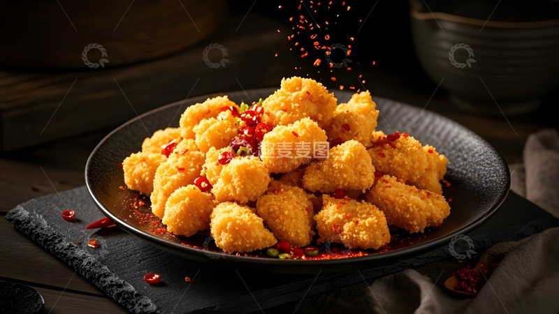 高清大图下载【趣麦麦图】金黄诱人炸鸡块聚会零食首选