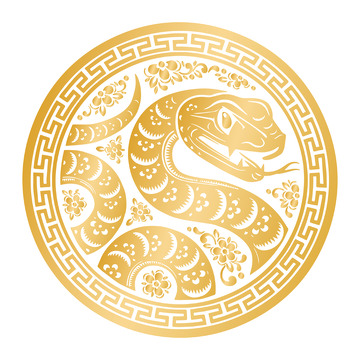 中国风金色蛇年剪影装饰矢量元素