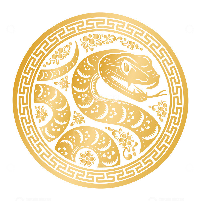 源文件下载【趣麦麦图】-中国风金色蛇年剪影装饰矢量元素