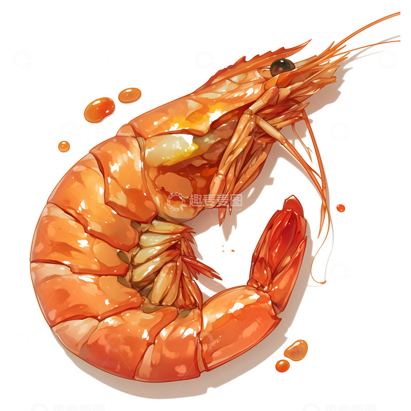 高清大图下载【趣麦麦图】卡通简约一只烤虾