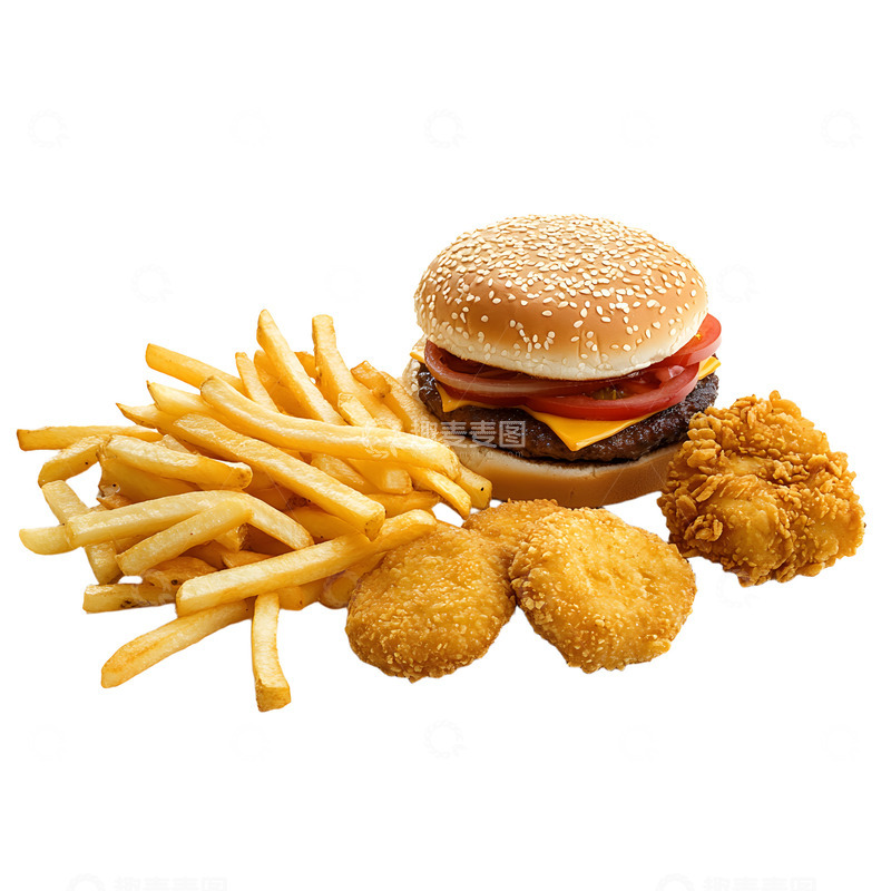 高清大图下载【趣麦麦图】美味的炸鸡薯条汉堡