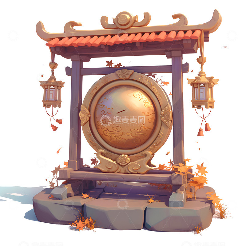 高清大图下载【趣麦麦图】卡通简约一个铜锣