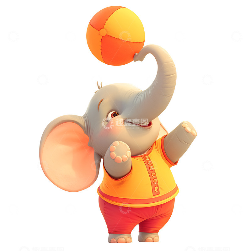 高清大图下载【趣麦麦图】卡通简约顶球的大象