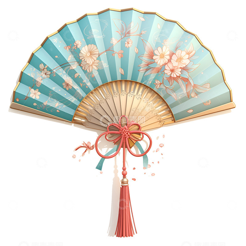 高清大图下载【趣麦麦图】卡通简约一把蓝色的扇子