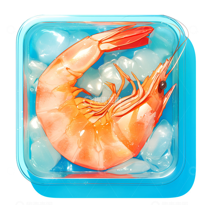 高清大图下载【趣麦麦图】卡通简约冰冻大虾