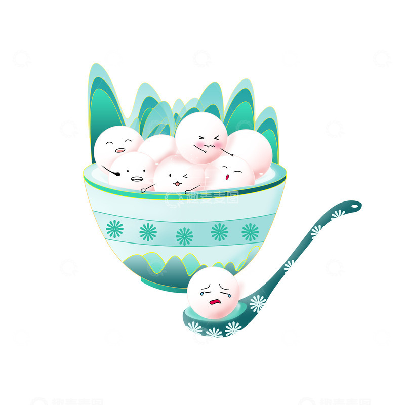 源文件下载【趣麦麦图】国潮汤圆装饰元素