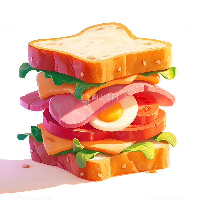 高清大图下载【趣麦麦图】卡通简约美味的三明治