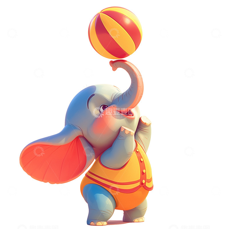 高清大图下载【趣麦麦图】卡通简约顶球表演的大象