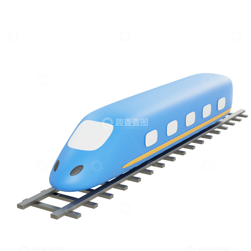 源文件下载【趣麦麦图】3D立体春运列车火车蓝色动车