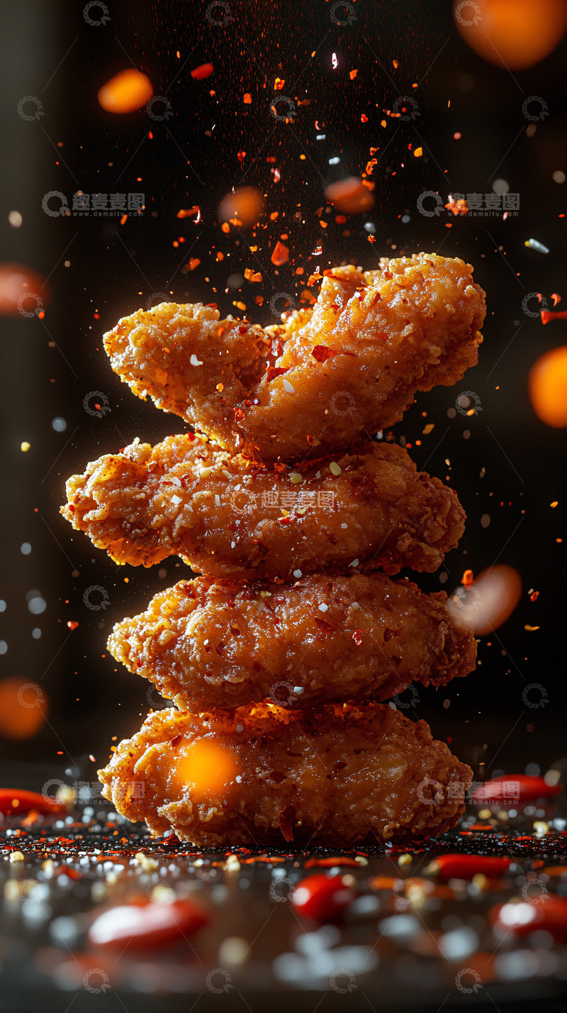高清大图下载【趣麦麦图】辣味炸鸡块摄影